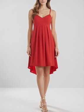 Amanda Uprichard Open Back High Low Dress Bright Red Size S EC